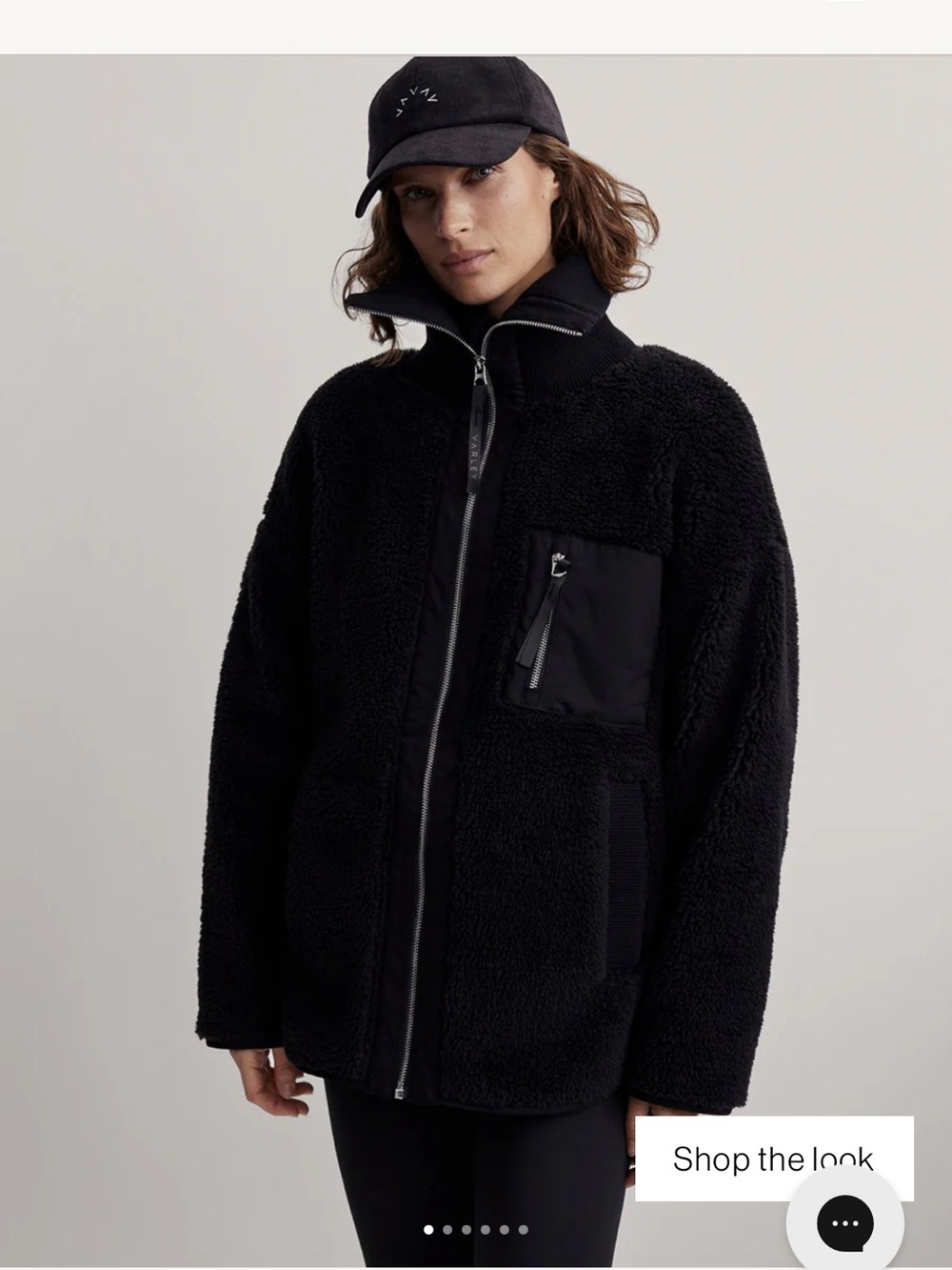Varley Black Sherpa Zip Jacket NWOT still has plastic on zippers never worn